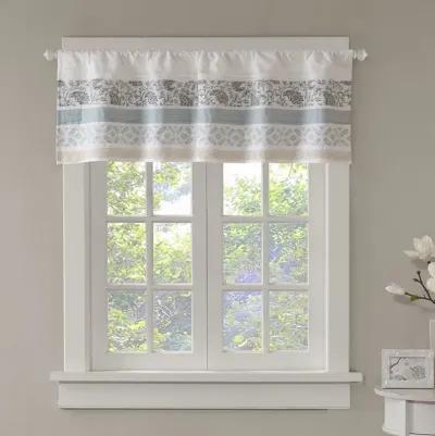 Madison Park Dawn Aqua Printed and Pieced Rod Pocket Valance