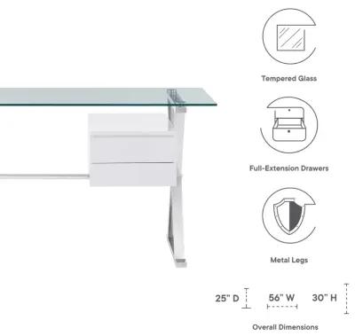 Sector 56" Glass Top Glass Office Desk