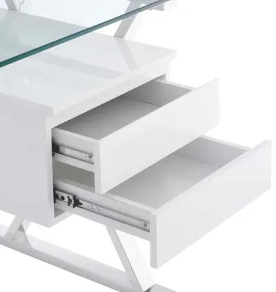 Sector 56" Glass Top Glass Office Desk