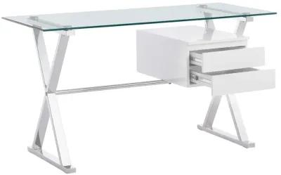 Sector 56" Glass Top Glass Office Desk