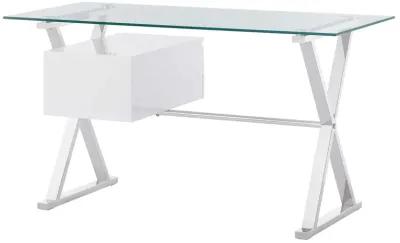 Sector 56" Glass Top Glass Office Desk