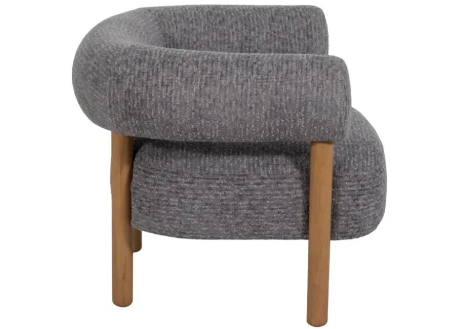 Roundback Accent Chair W/ Wood Legs, Gray