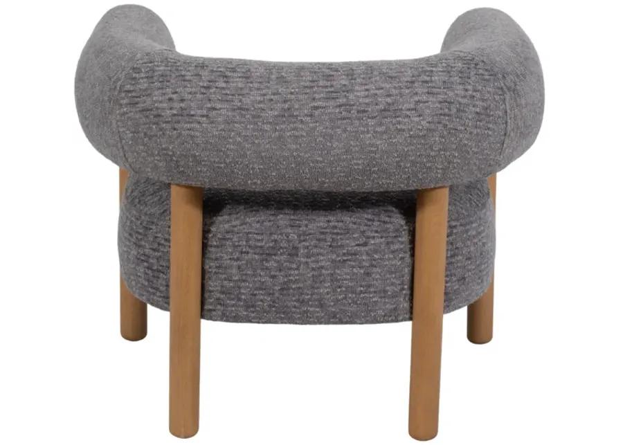 Roundback Accent Chair W/ Wood Legs, Gray