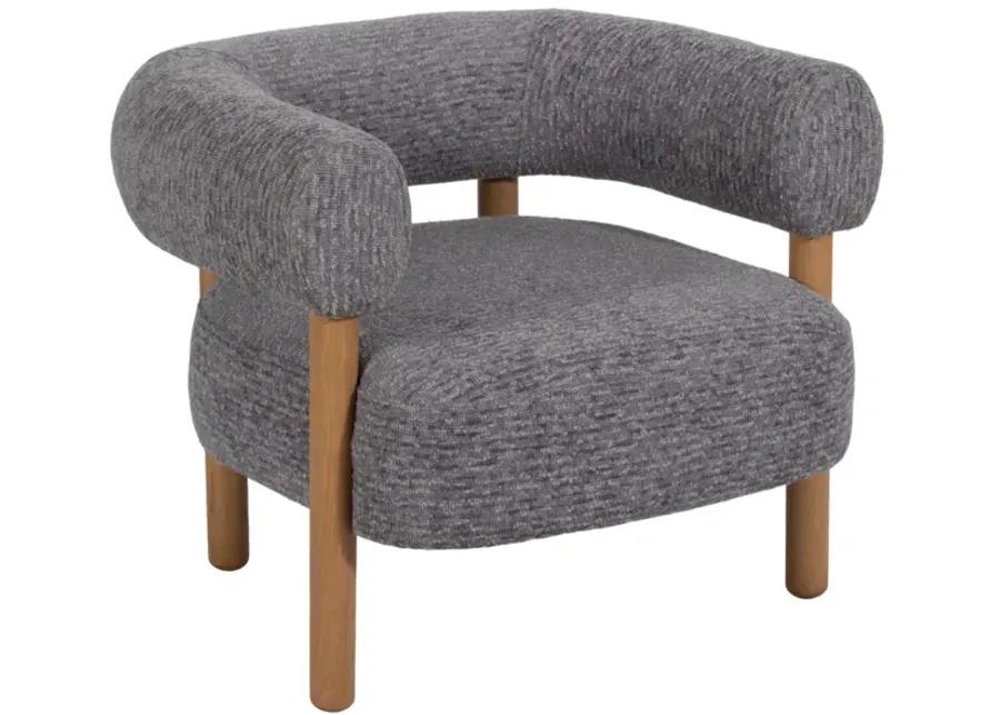 Roundback Accent Chair W/ Wood Legs, Gray