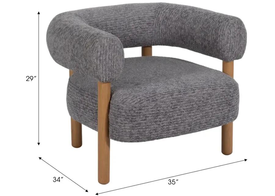 Roundback Accent Chair W/ Wood Legs, Gray