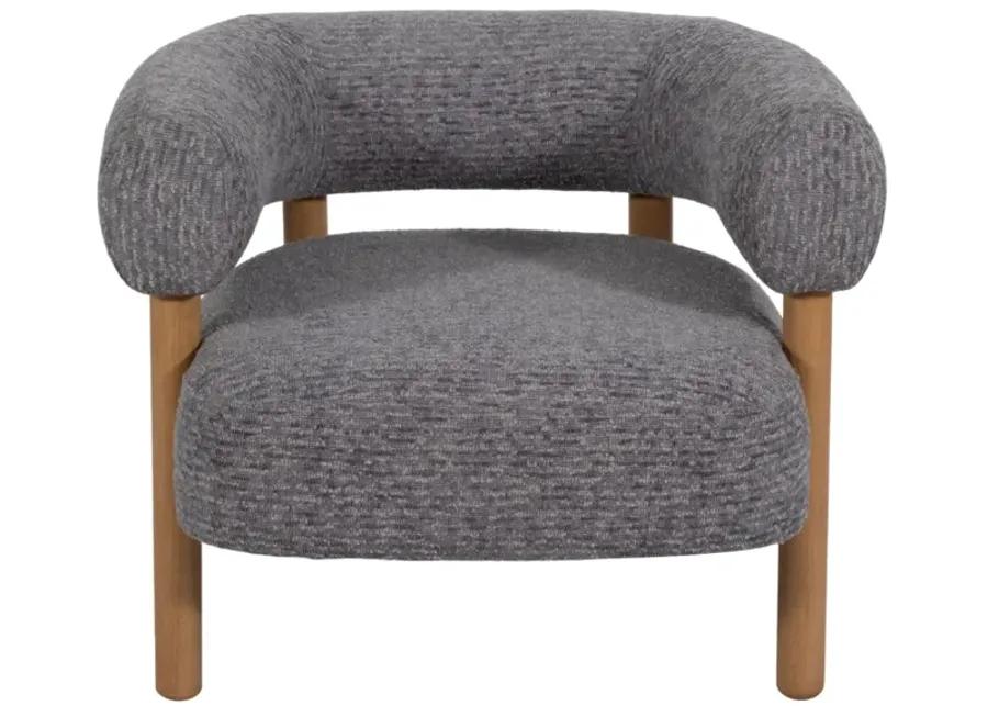 Roundback Accent Chair W/ Wood Legs, Gray