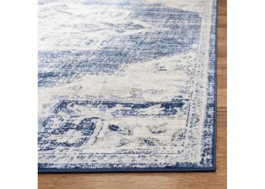 Brentwood 865 Ivory / Navy 5'-3" X 7'-6" Medium Rectangle Powerloomed Rug