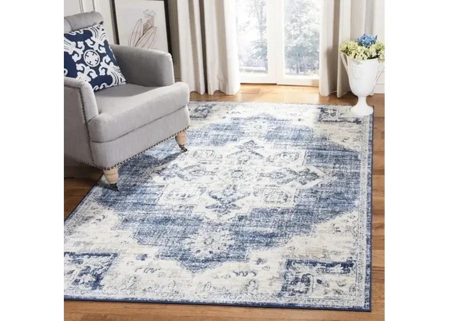 Brentwood 865 Ivory / Navy 5'-3" X 7'-6" Medium Rectangle Powerloomed Rug