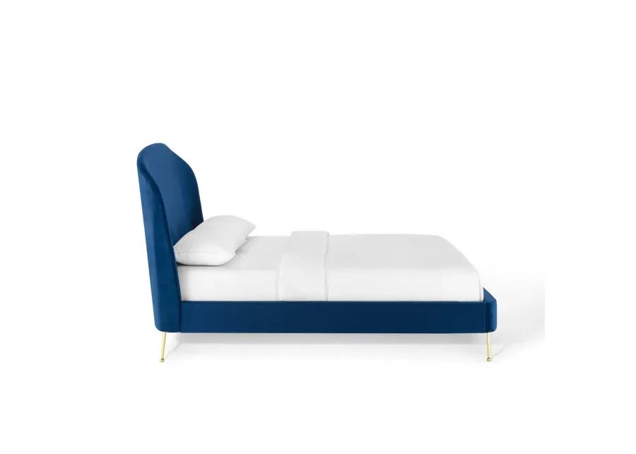 Mira Upholstered Performance Velvet Queen Platform Bed