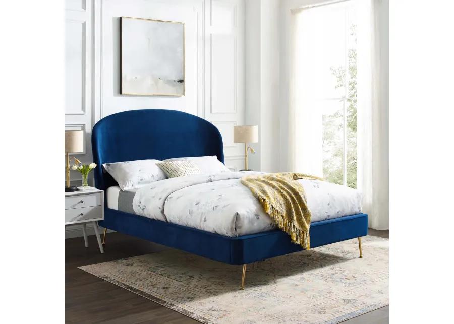 Mira Upholstered Performance Velvet Queen Platform Bed