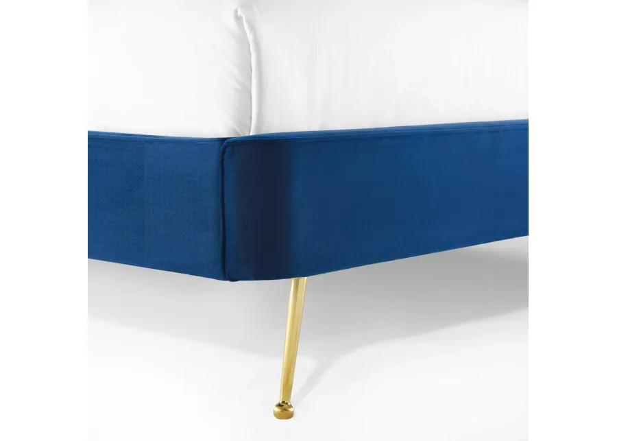 Mira Upholstered Performance Velvet Queen Platform Bed