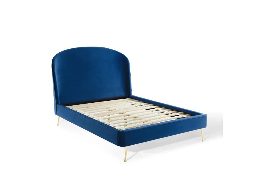 Mira Upholstered Performance Velvet Queen Platform Bed