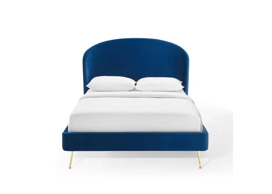 Mira Upholstered Performance Velvet Queen Platform Bed