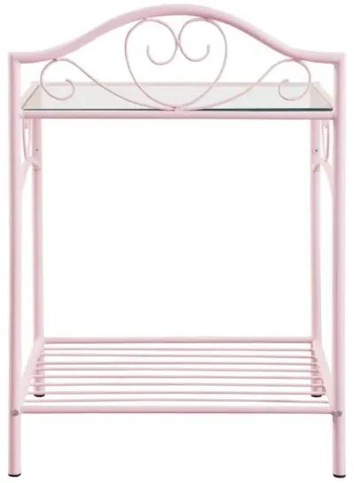 Massi 1-shelf Nightstand with Glass Top Powder Pink