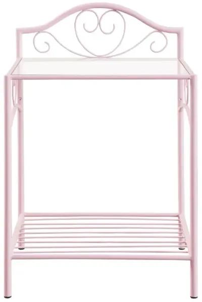 Massi 1-shelf Nightstand with Glass Top Powder Pink