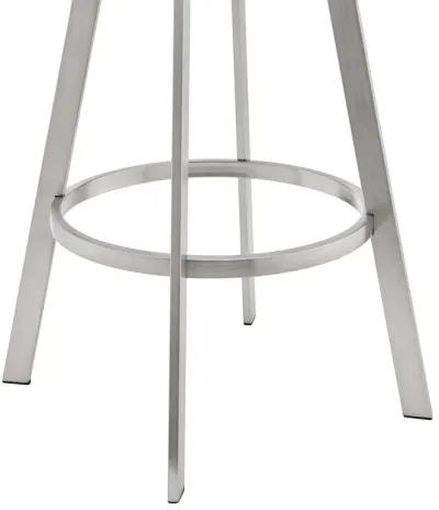 Bronson 29" White Faux Leather and Brushed Stainless Steel Swivel Bar Stool