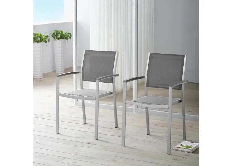 Shore Dining Chair Outdoor Patio Aluminum Set of 2