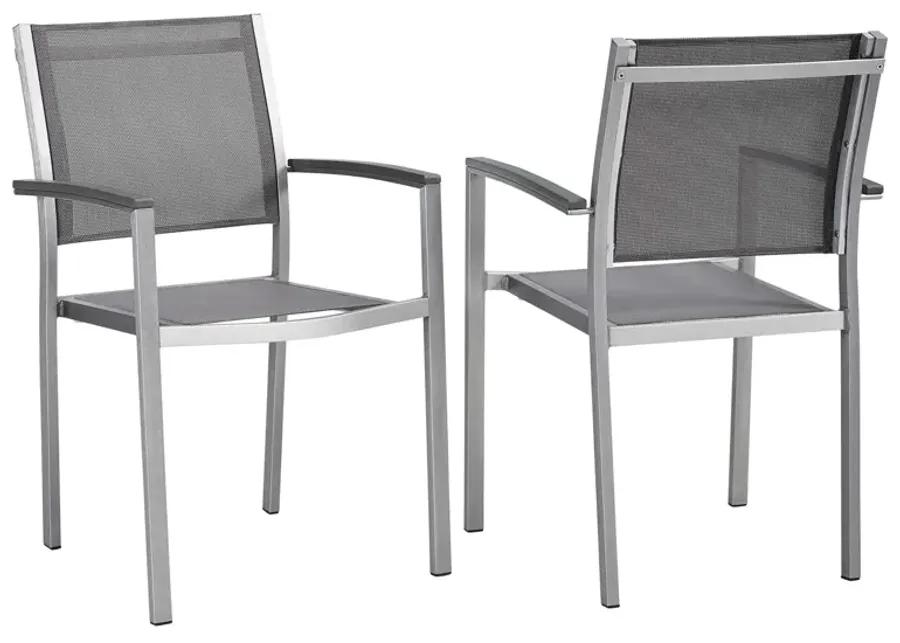 Shore Dining Chair Outdoor Patio Aluminum Set of 2