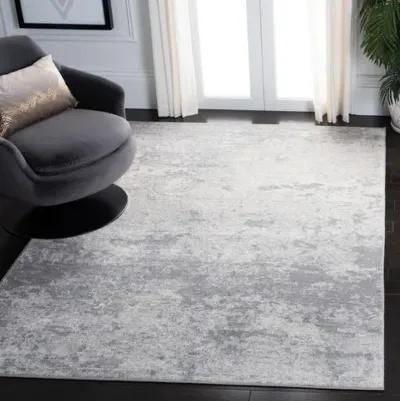 Brentwood 822 Grey / Ivory 5'-3" X 7'-6" Medium Rectangle Powerloomed Rug