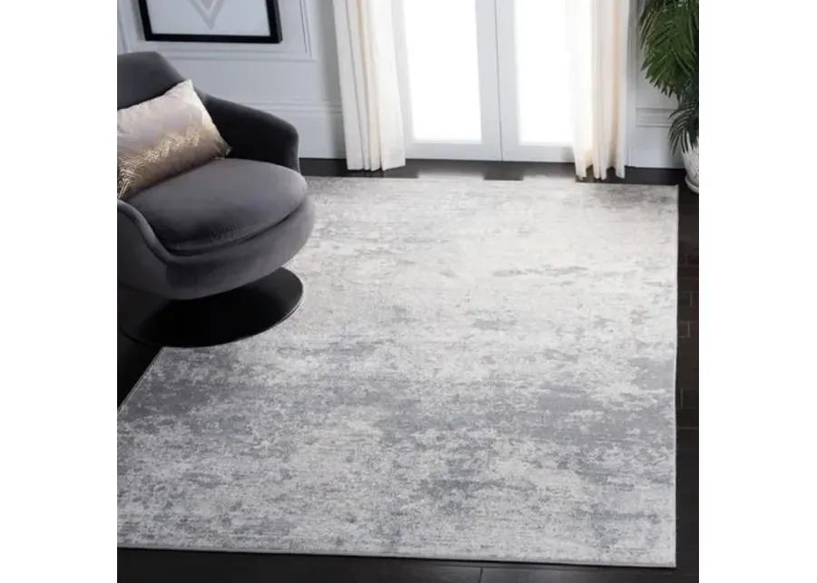 Brentwood 822 Grey / Ivory 5'-3" X 7'-6" Medium Rectangle Powerloomed Rug