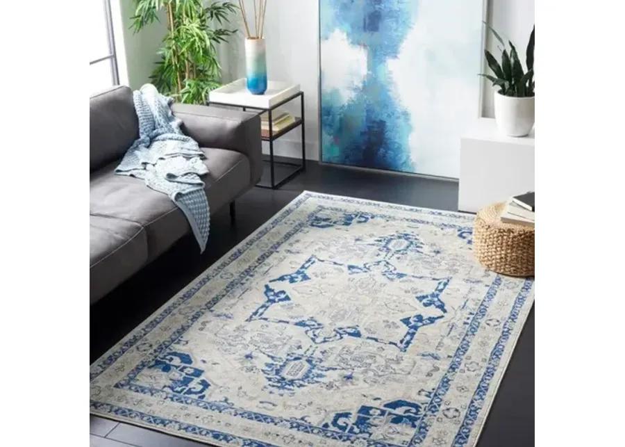 Brentwood 852 Beige / Blue 3' X 5' Small Rectangle Powerloomed Rug