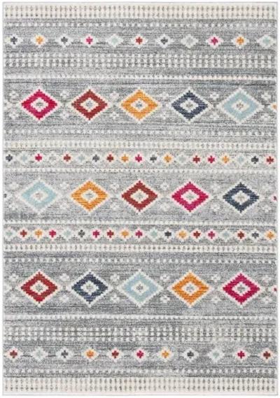 Adirondack Contemporary Grey / Beige 8' X 10' Powerloomed Rug