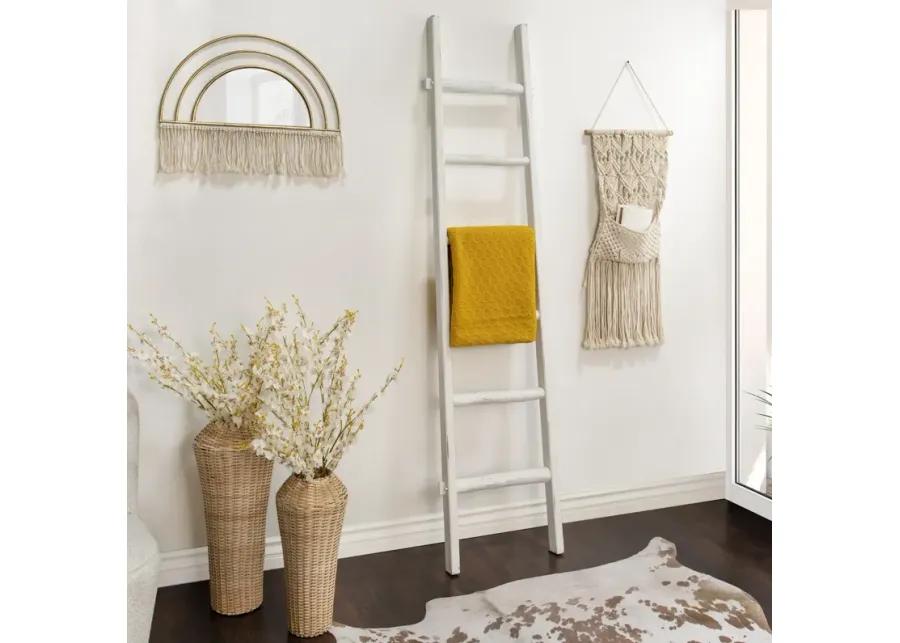 Wooden , Decorative 76" Ladder, White