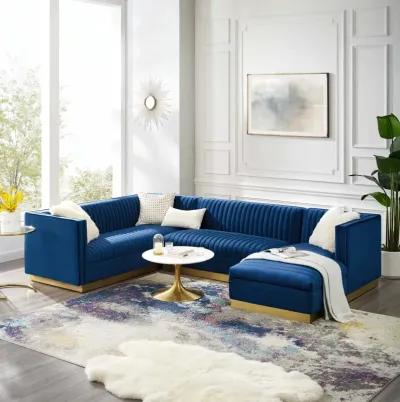 Sanguine 3 Piece Performance Velvet Sectional Sofa Set