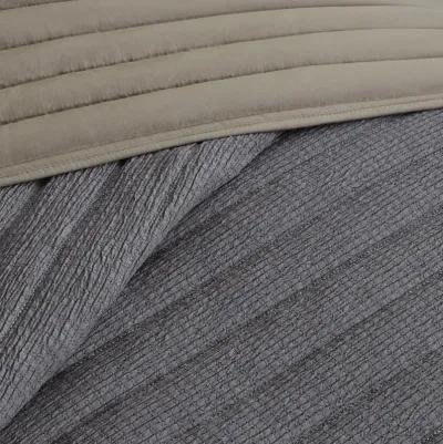 Madison Park Franklin Charcoal 3 Piece Crinkled Microfiber Quilt Set