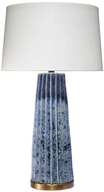 Pleated Ceramic Table Lamp, Blue