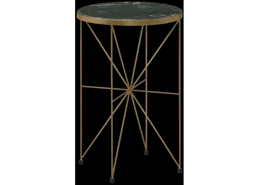 Eliska Round Accent Table with Marble Top Green and Antique Gold