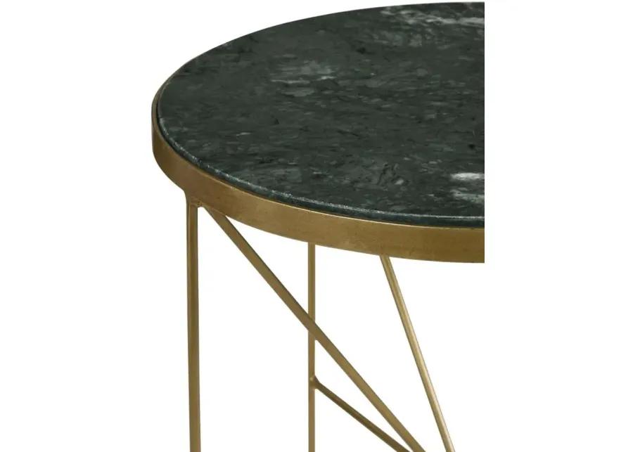 Eliska Round Accent Table with Marble Top Green and Antique Gold