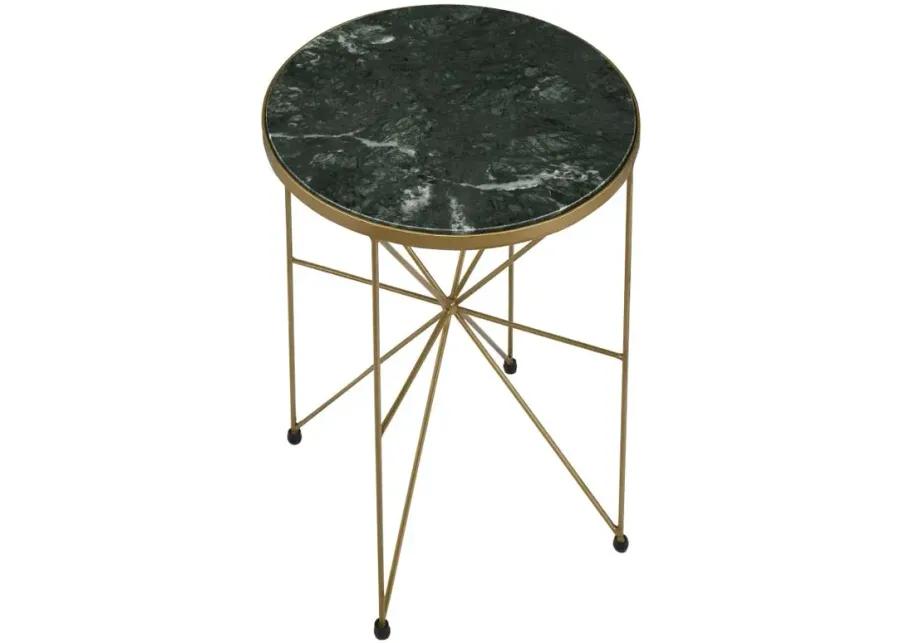 Eliska Round Accent Table with Marble Top Green and Antique Gold