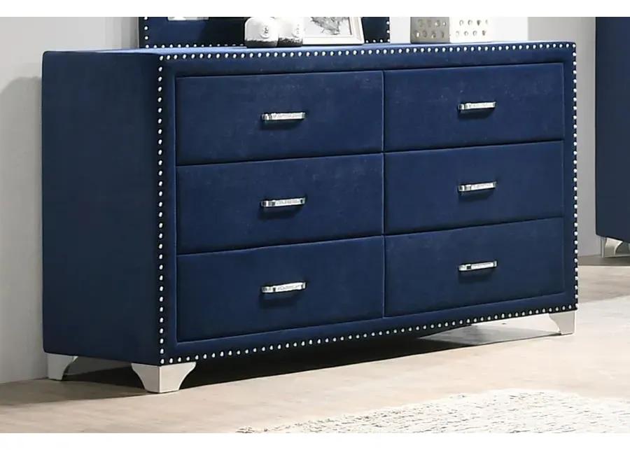 Melody 6-drawer Upholstered Dresser Pacific Blue