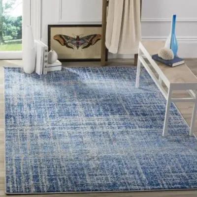 Adirondack Contemporary Blue / Silver 6' X 9' Powerloomed Rug