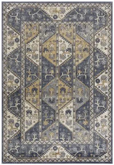 Madison Park Dakota Blue/Cream Tiled Border Area Rug