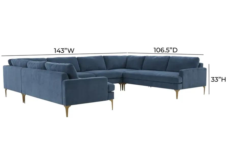 Serena Blue Velvet U-Sectional