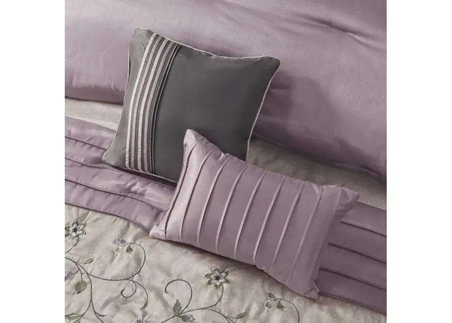 Madison Park Serene Purple Embroidered 7 Piece Comforter Set