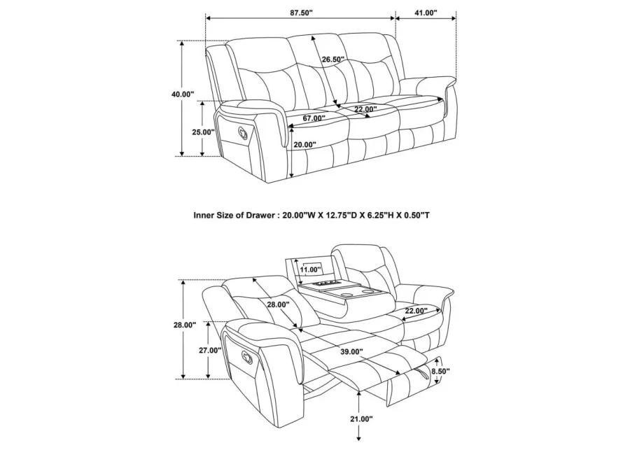 Conrad Upholstered Motion Sofa Cool Grey