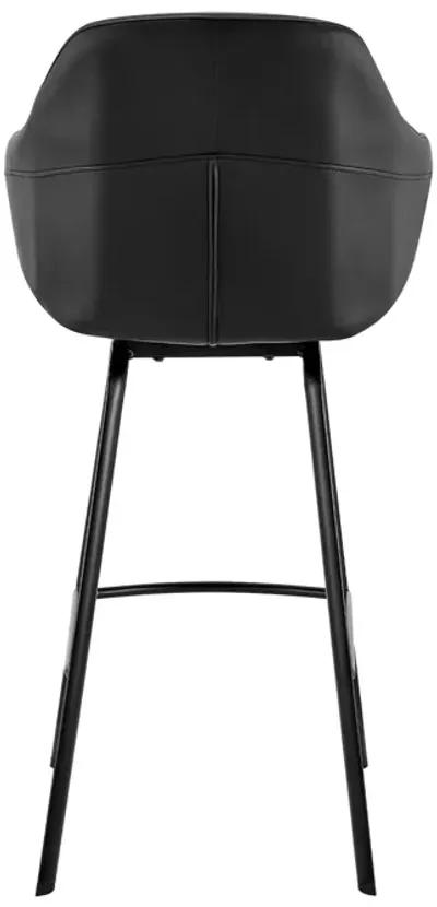 Brigden Black Faux Leather and Black Metal Swivel 26" Counter Stool