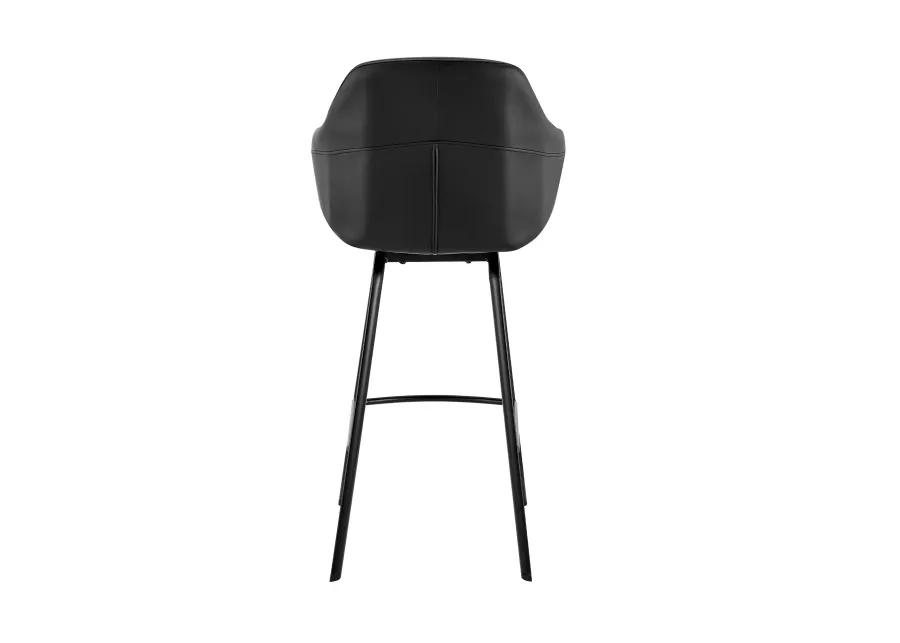 Brigden Black Faux Leather and Black Metal Swivel 26" Counter Stool