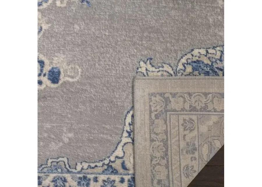 Brentwood 867 Light Grey / Blue 2' X 18' Runner Powerloomed Rug