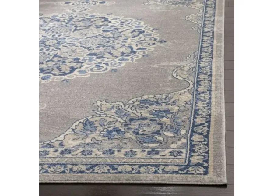 Brentwood 867 Light Grey / Blue 2' X 18' Runner Powerloomed Rug