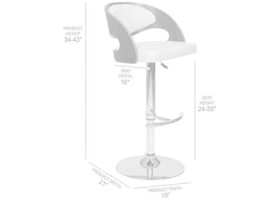 Malibu Swivel Barstool In Cream PU/ Walnut Veneer and Chrome Base