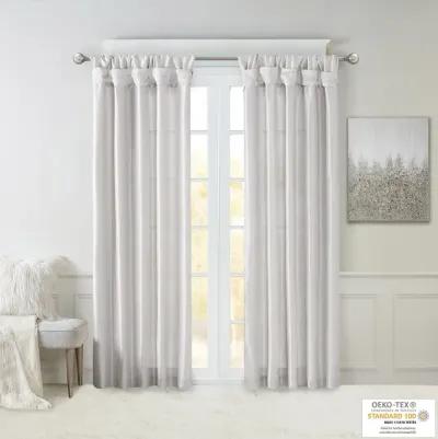 Madison Park Emilia Silver Twist Tab Lined Window Curtain Panel