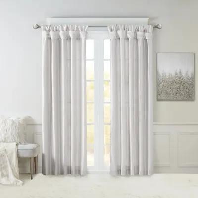 Madison Park Emilia Silver Twist Tab Lined Window Curtain Panel