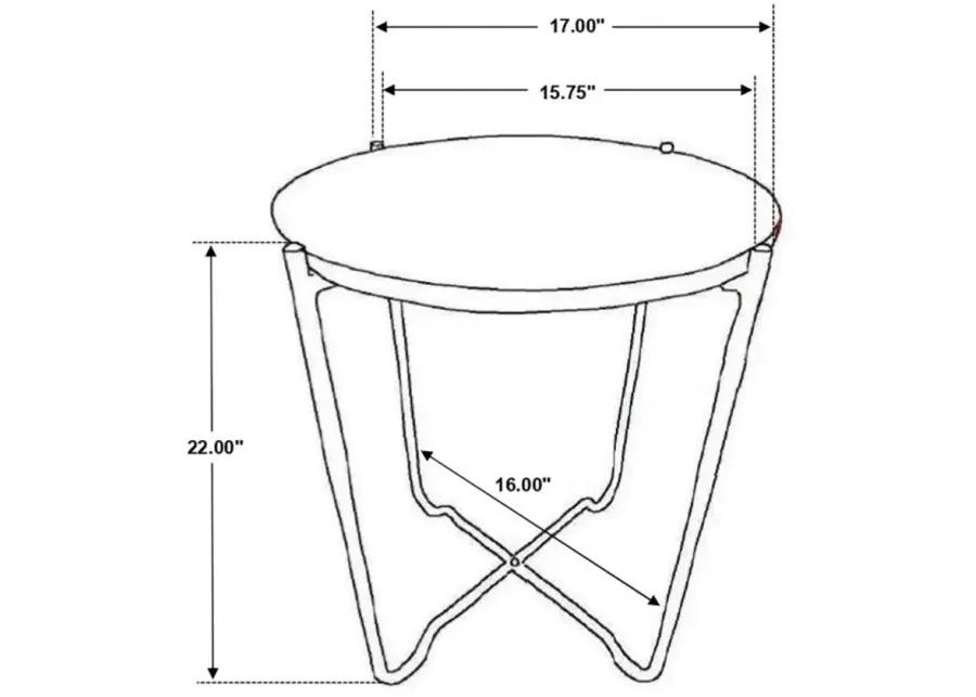 Latifa Round Accent Table with Marble Top Red and Black