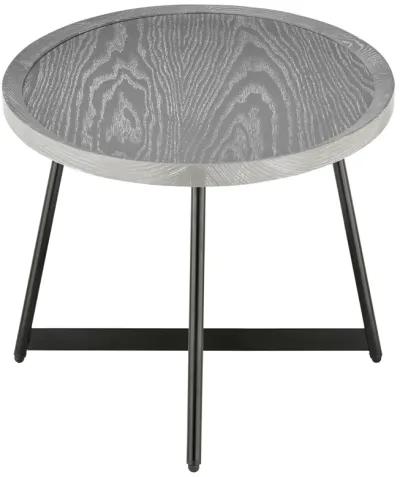 Niklaus 22" Round Side Table in Gray with Black Base