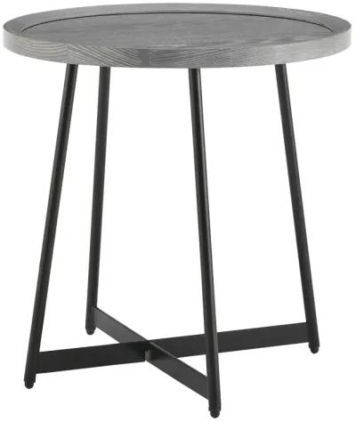 Niklaus 22" Round Side Table in Gray with Black Base