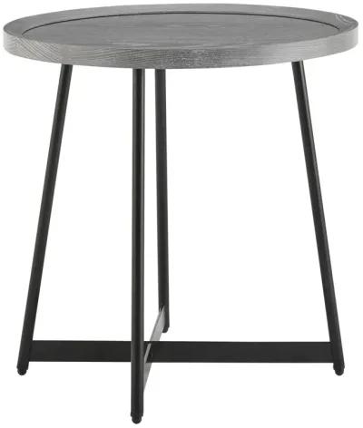 Niklaus 22" Round Side Table in Gray with Black Base